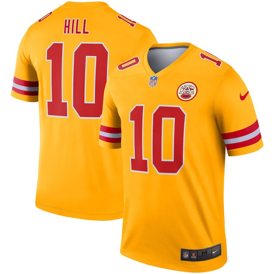 Men Kansas City Chiefs #10 Tyreek Hill Nike Gold Inverted Legend NFL Jersey